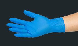 9寸浅蓝色无粉麻面检查丁晴手套